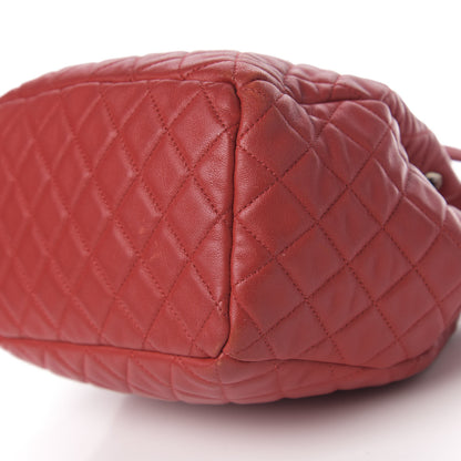 Chanel Lambskin Quilted Small CC Chain Drawstring Bucket Bag Red 14 of 15
