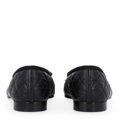 Chanel Aged Calfskin Quilted CC Cap Toe Ballerina Flats 36 Black 6 of 10