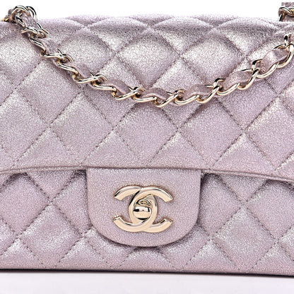 Chanel Metallic Goatskin Quilted Mini Rectangular Flap Pink 10 of 11