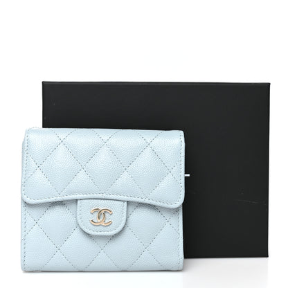 Chanel Caviar Quilted Compact Flap Wallet Light Blue 10 of 10