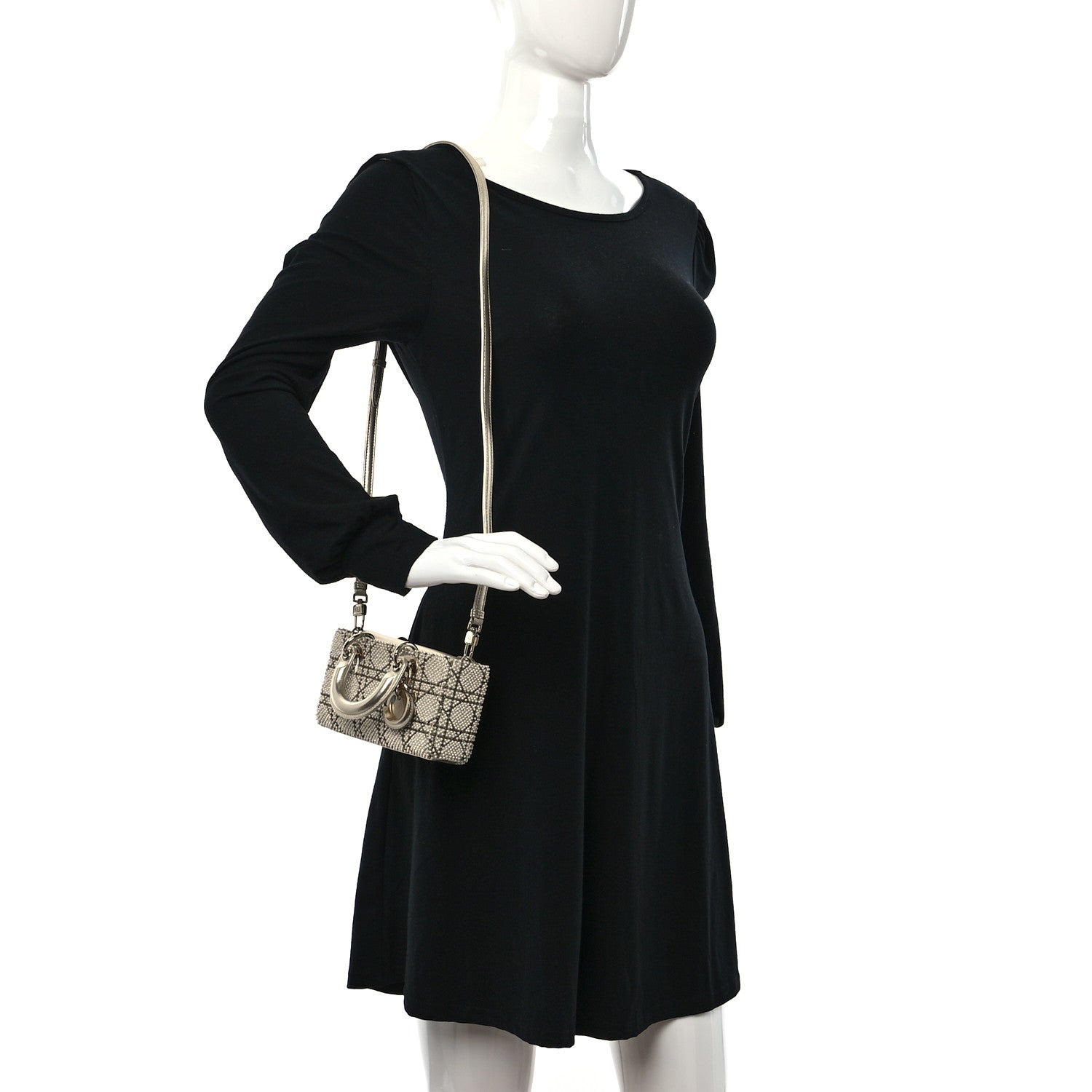 Christian Dior Lambskin Pearl Embroidered Micro Lady D-Joy Gold