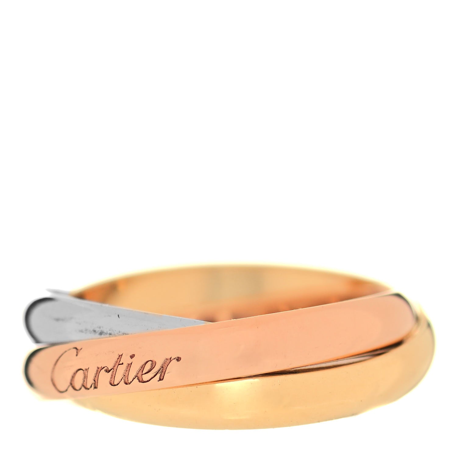 Cartier 18K Pink Yellow White Gold Small Trinity Ring 53 6.25 3 of 5