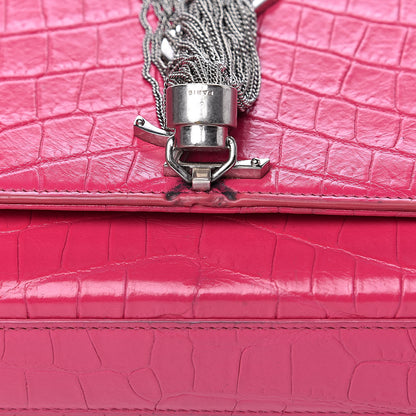 Saint Laurent Calfskin Crocodile Embossed Medium Classic Monogram Kate Tassel Satchel Fuchsia 15 of 15