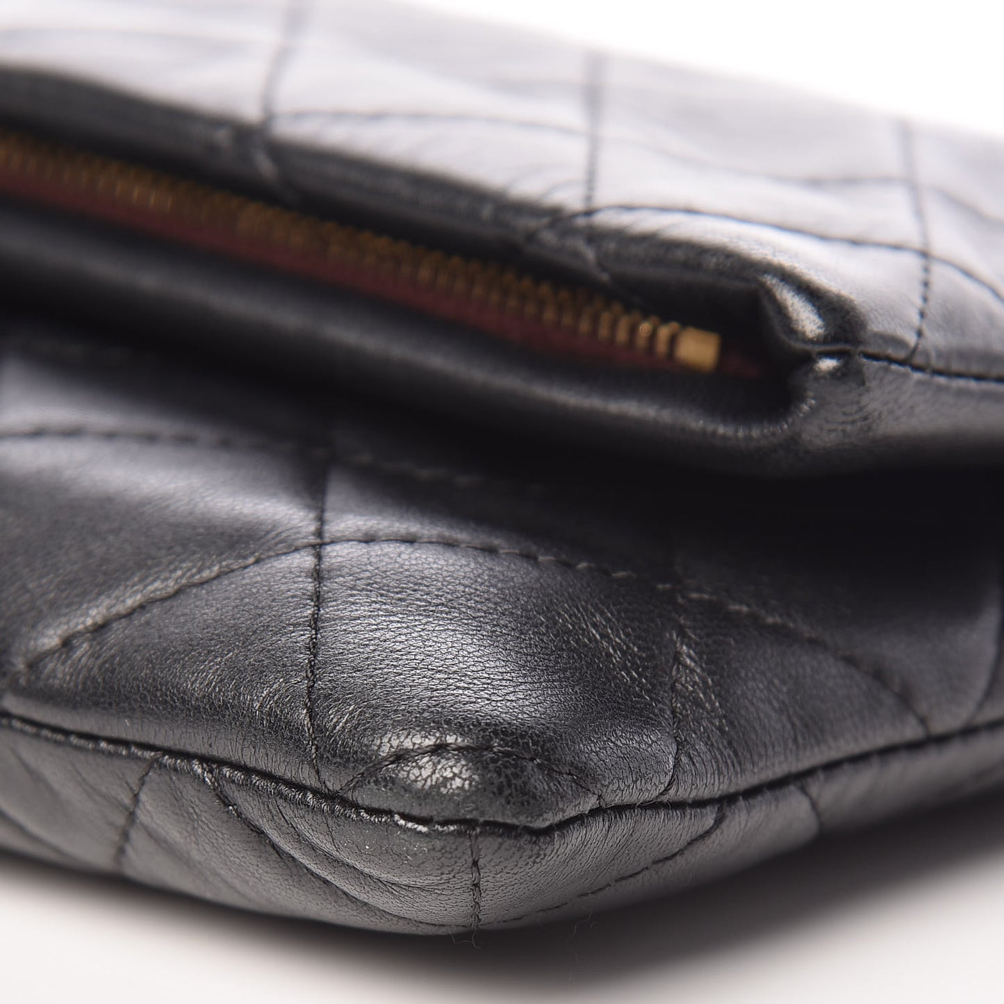 Lambskin Quilted CC Beauty Clutch Black