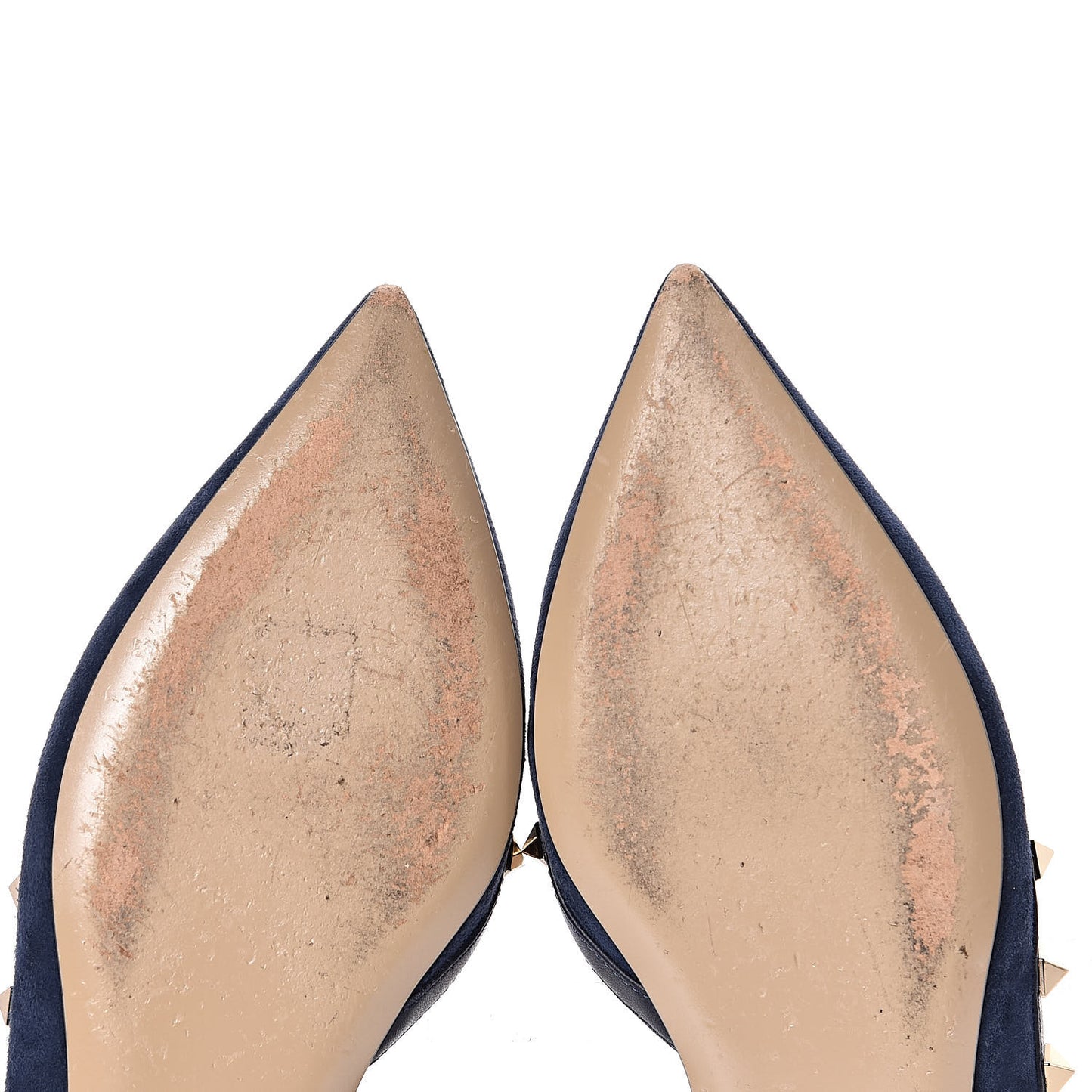 Suede Nappa Rockstud Slingback Flats 36 Marine