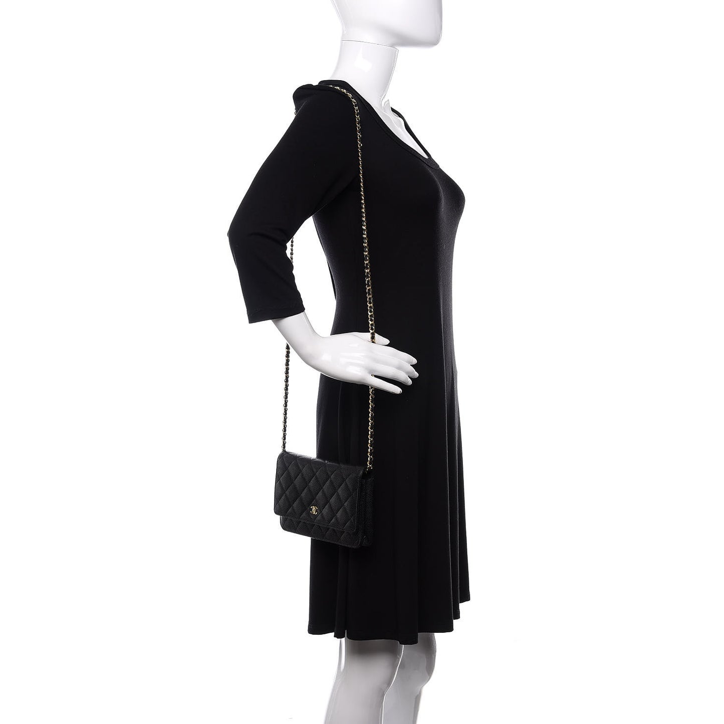 Caviar Quilted Wallet On Chain WOC Black