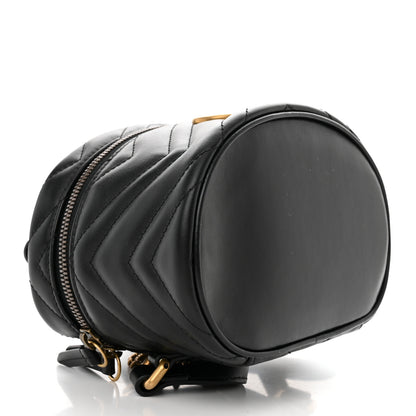 Gucci Calfskin Matelasse Mini GG Marmont Round Backpack Black 4 of 11