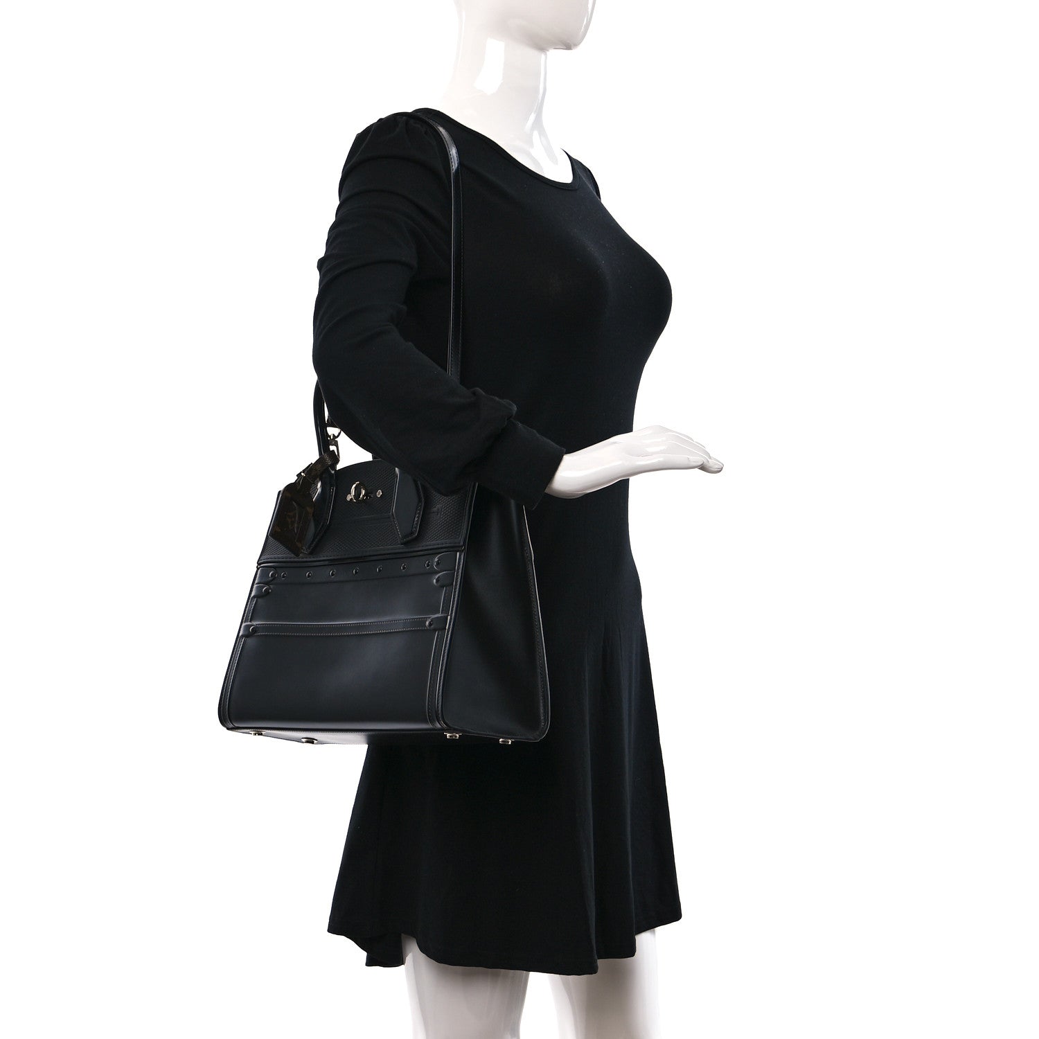 Louis Vuitton Calfskin Embossed Steamer MM Black 2 of 9