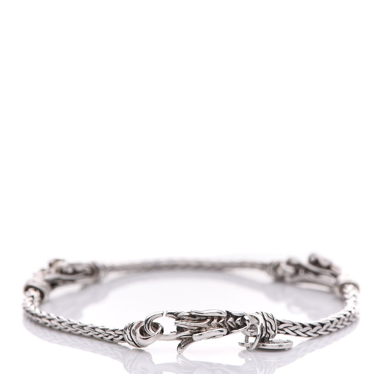 Sterling Silver Naga Dragon Station Bracelet