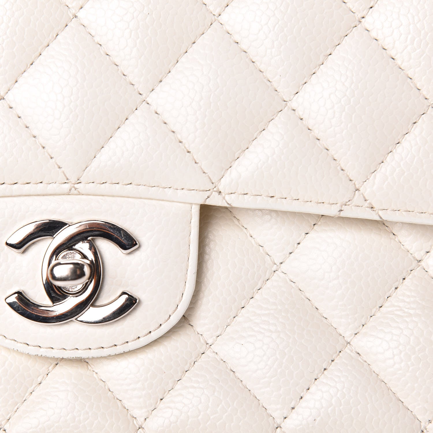 Chanel Caviar Quilted Medium Double Flap White 10 of 29