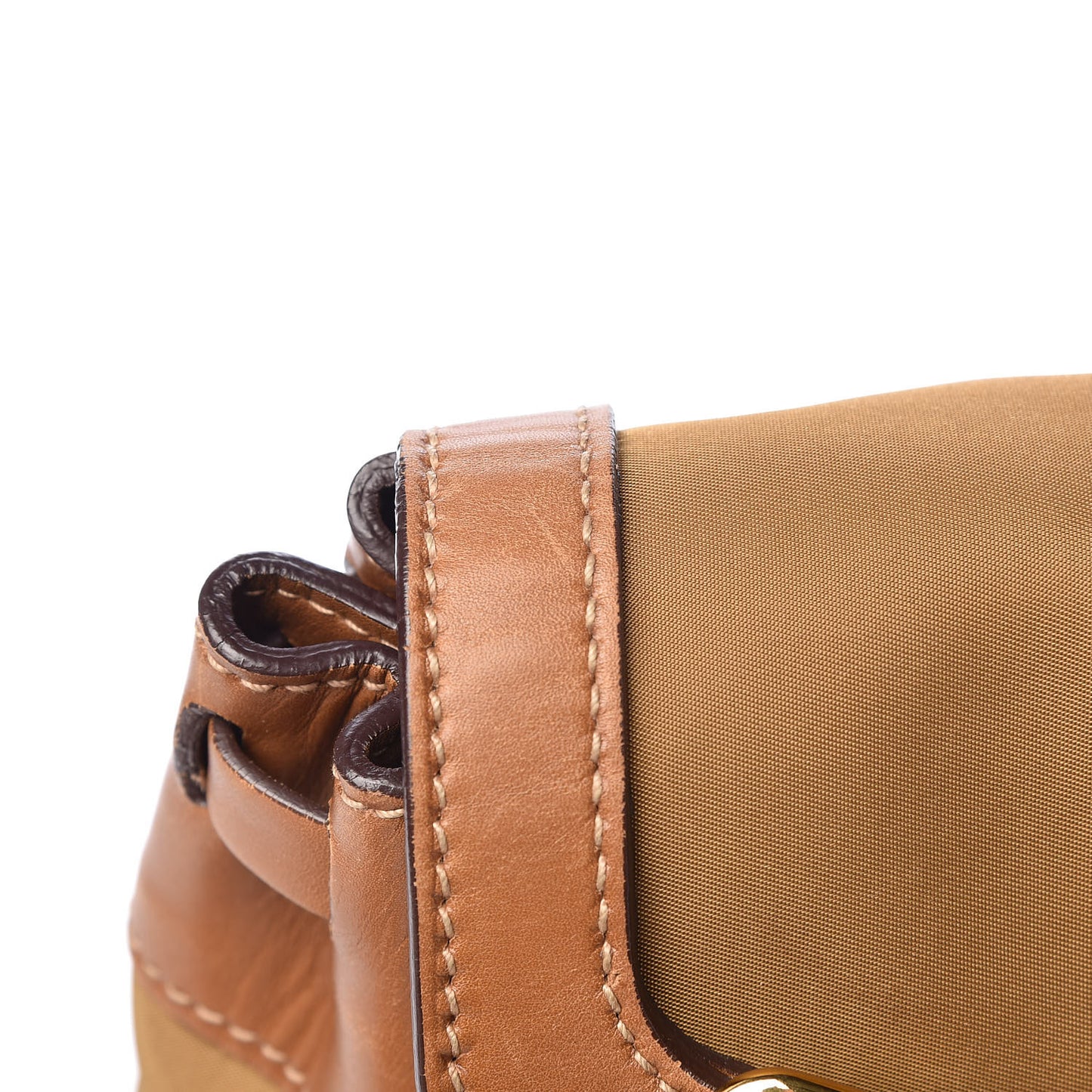 Tessuto Nylon Calfskin Shoulder Bag Brown