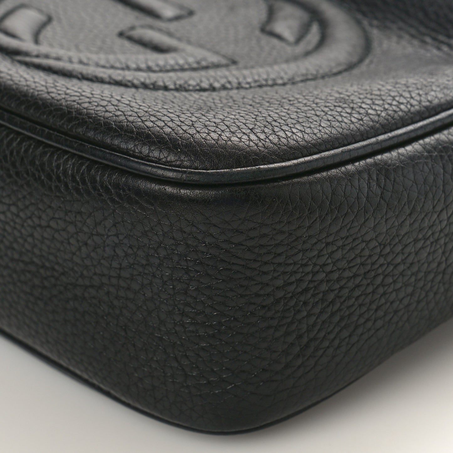 Pebbled Calfskin Small Soho Disco Bag Black