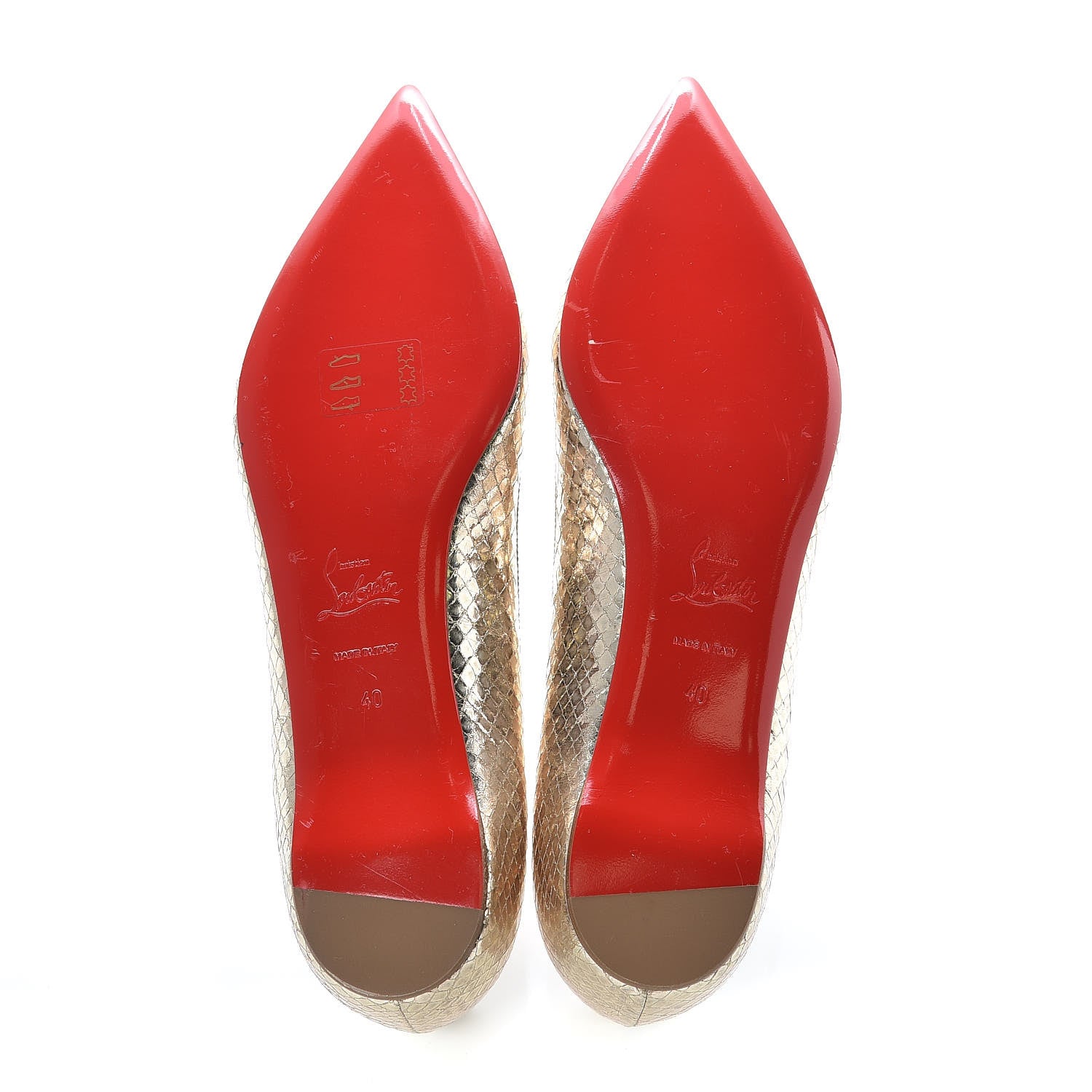 Christian Louboutin Metallic Snakeskin Embossed Solasofia Flats 40 Gold 5 of 7