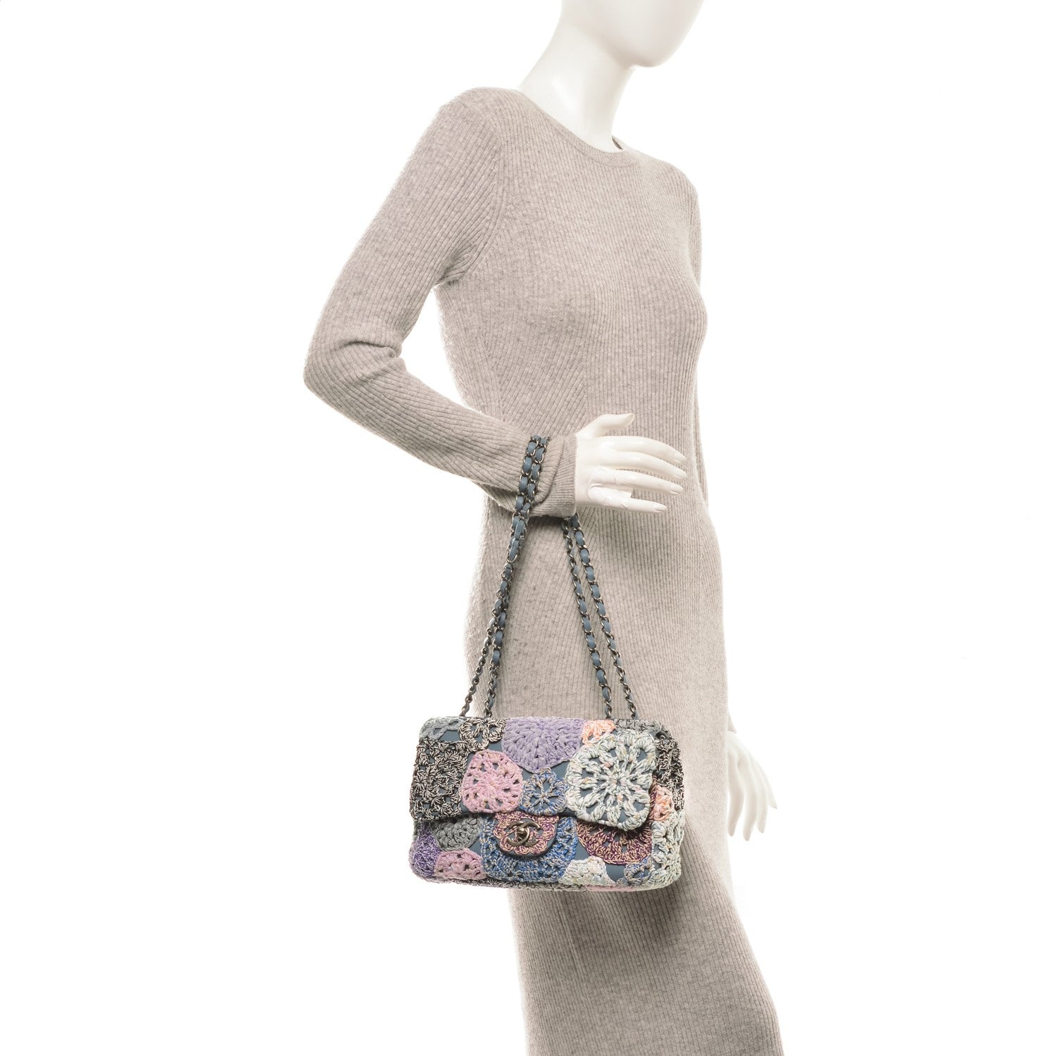 Chanel Lambskin Crochet Medium Single Flap Blue 2 of 8