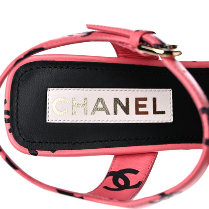 Chanel Lambskin Printed CC Sandals 40 Black Pink 7 of 9