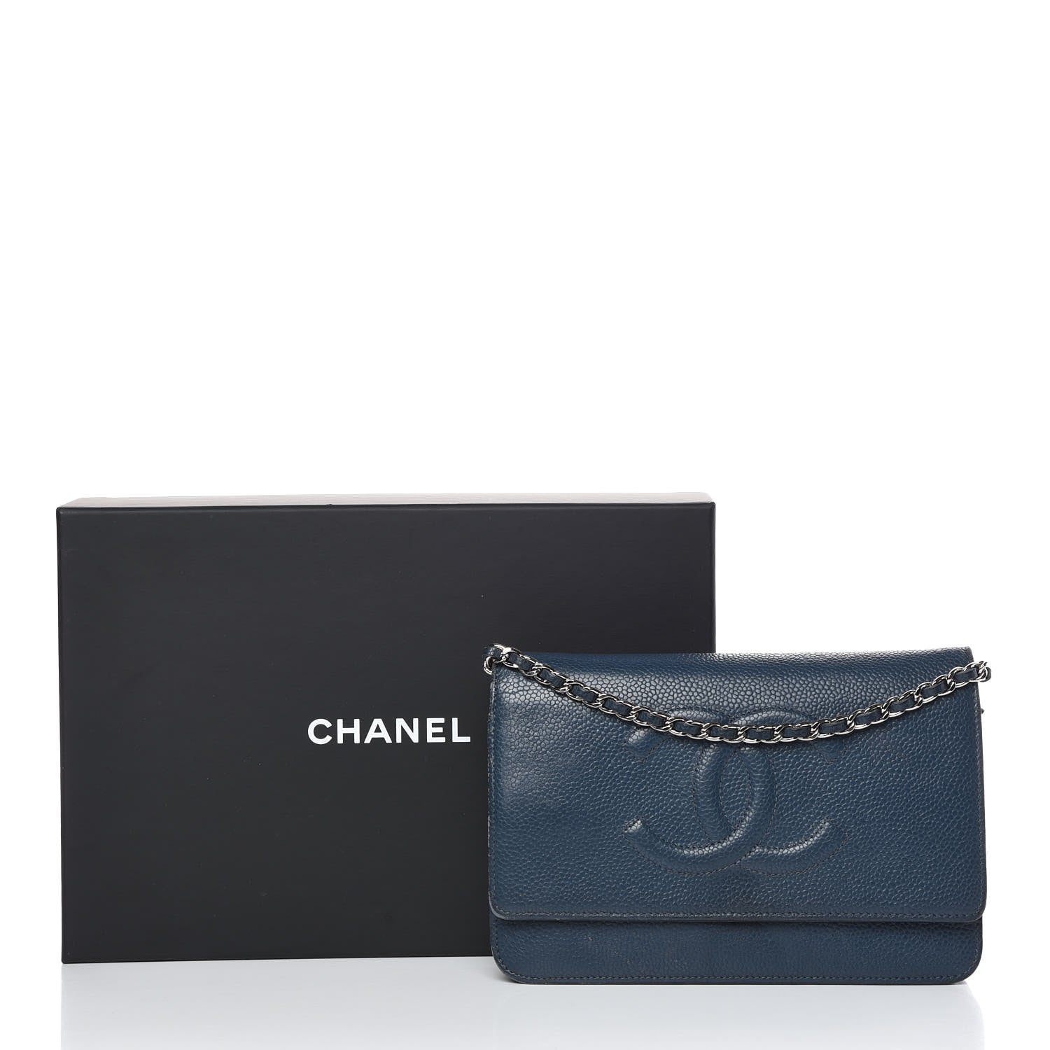 Chanel Caviar Timeless CC Wallet On Chain WOC Blue 13 of 13