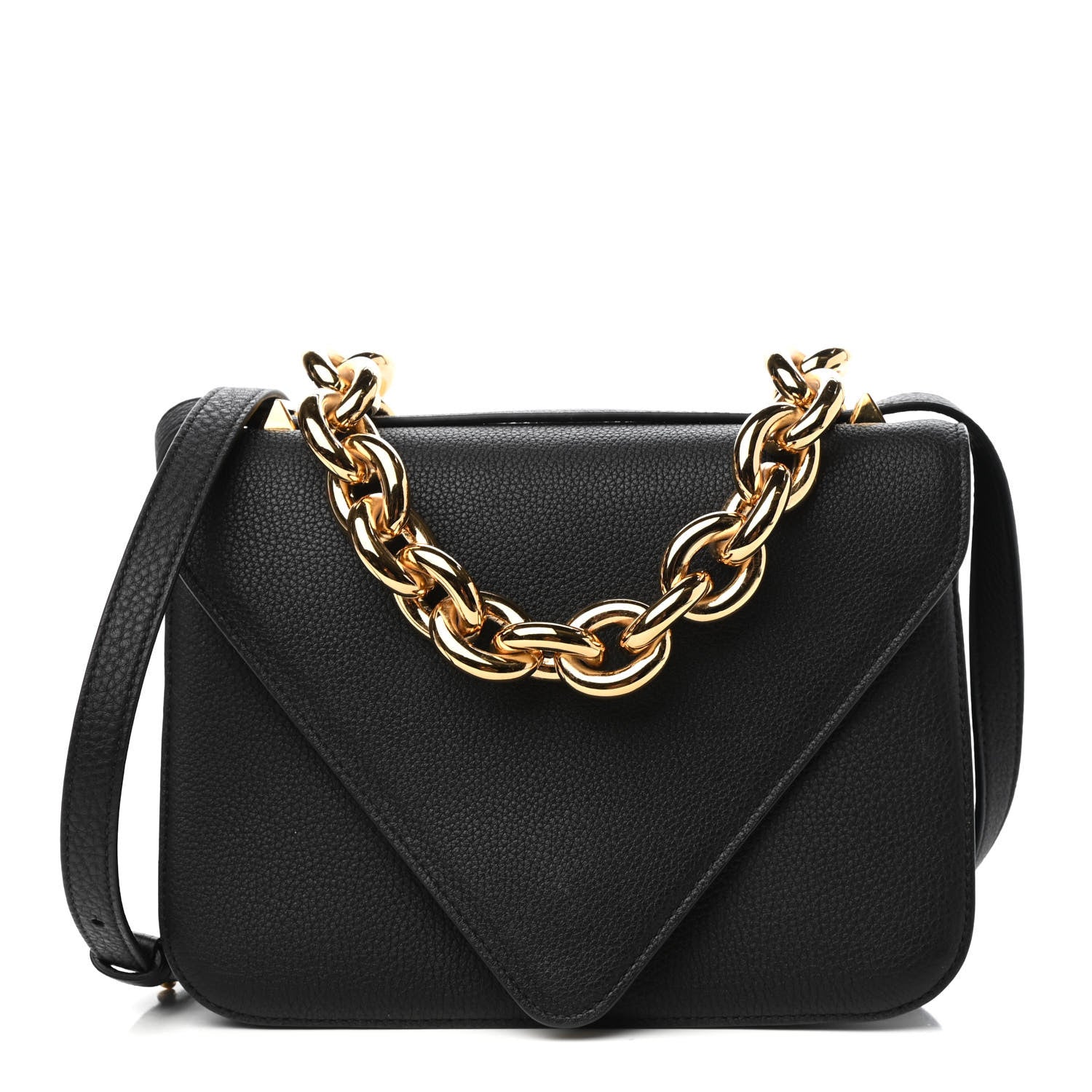 Bottega Veneta Calfskin Mount Envelope Bag Black 1 of 9