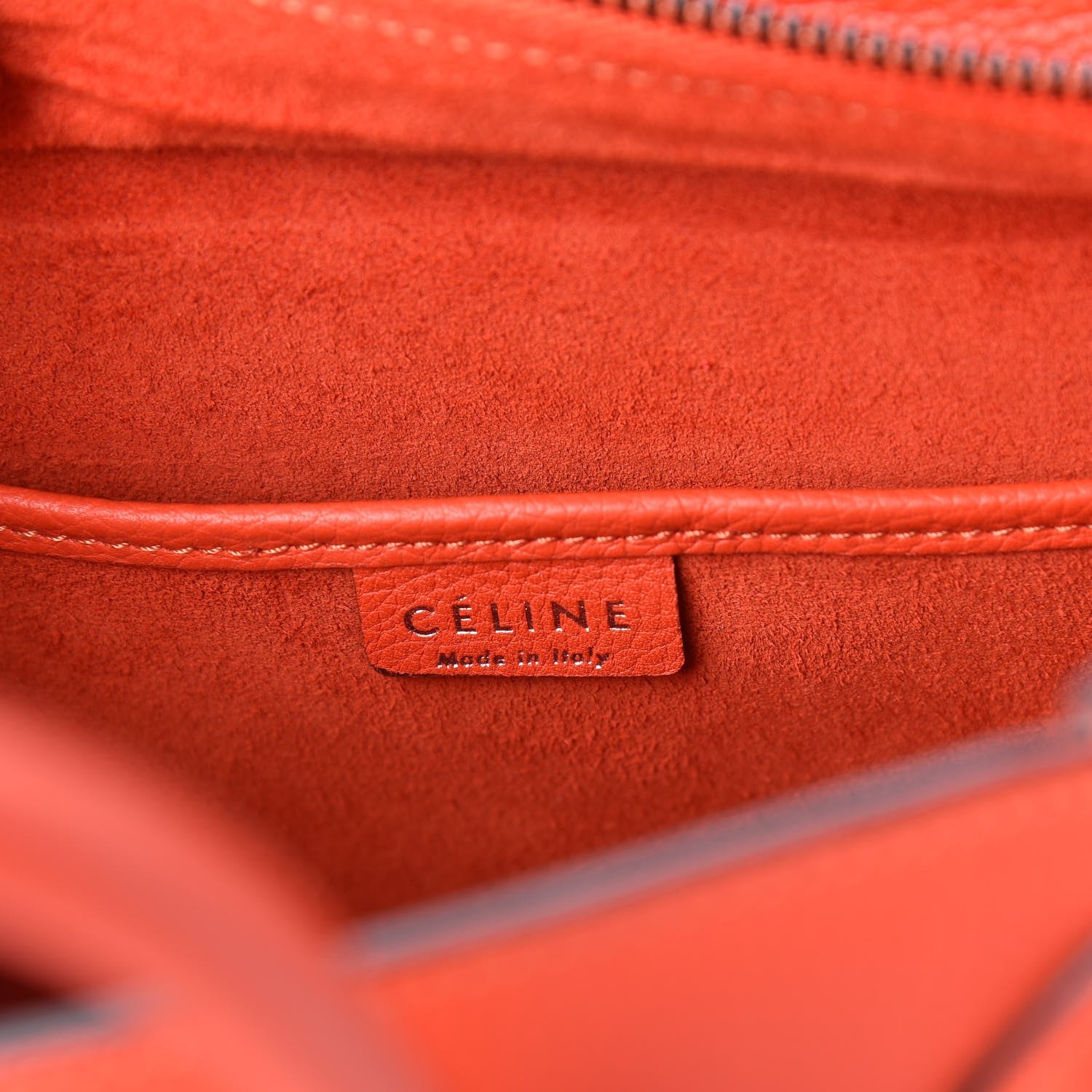 Celine Drummed Calfskin Nano Luggage Vermillion 6 of 9