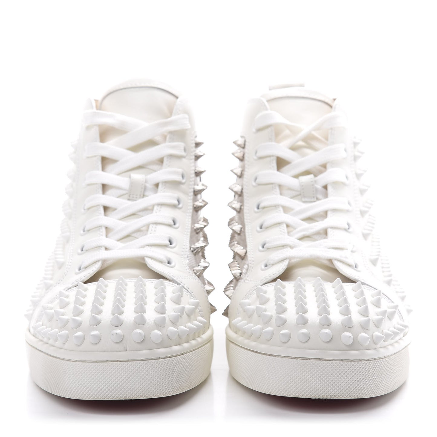 Calfskin Laminato Dino Spikes Yang Louis Flat Sneakers 44 Latte Silver
