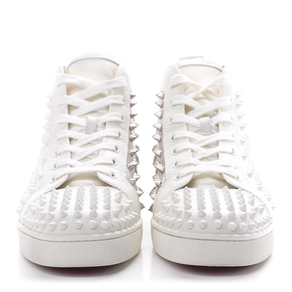Christian Louboutin Calfskin Laminato Dino Spikes Yang Louis Flat Sneakers 44 Latte Silver 2 of 14
