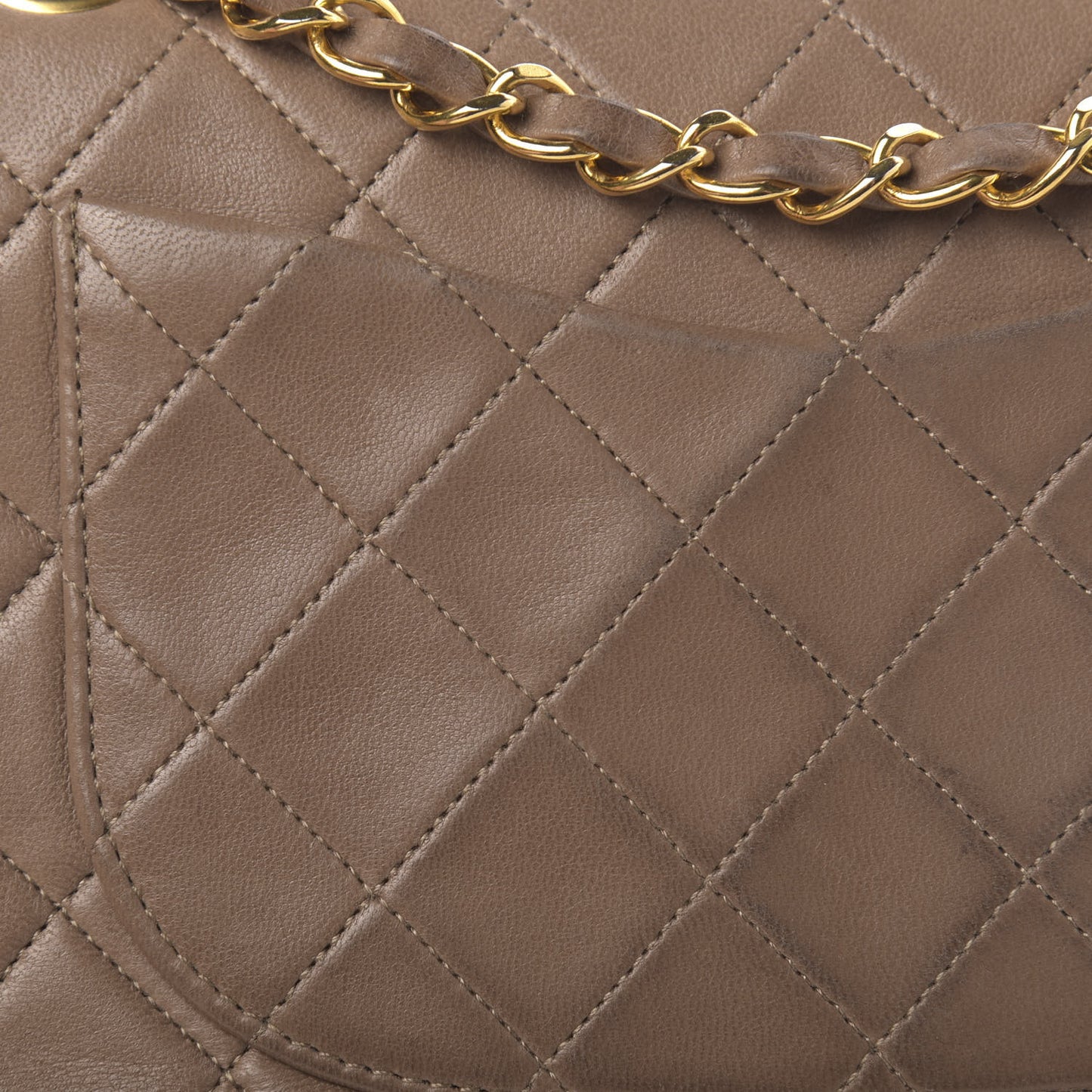 Lambskin Quilted Small Double Flap Beige