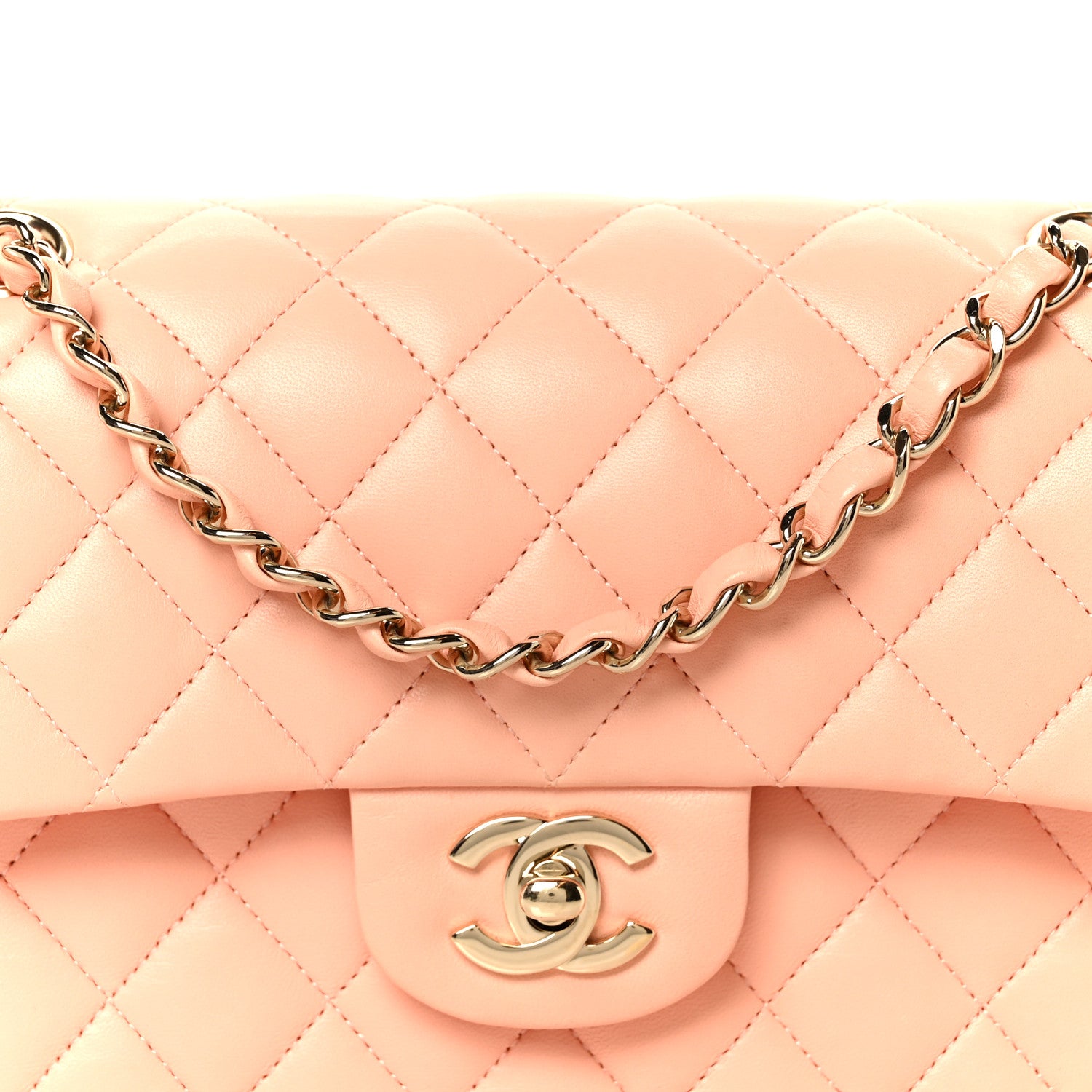 Chanel Lambskin Quilted Small Double Flap Light Orange 8 of 11
