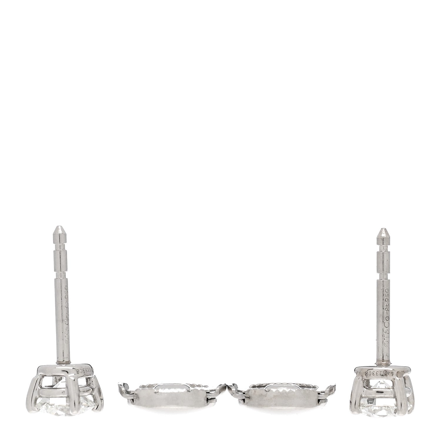 Tiffany Platinum Diamond .78ctw Solitaire Earrings 3 of 5