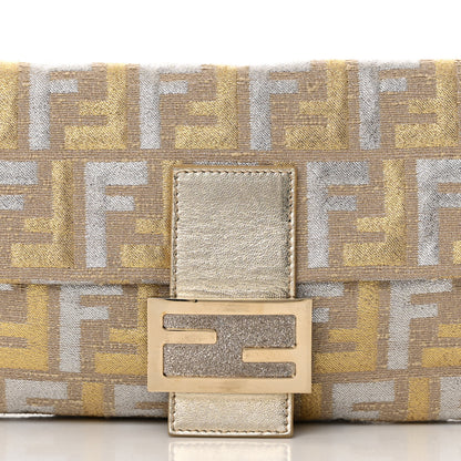 Fendi Metallic Lurex Zucca Baguette Gold Silver 8 of 14