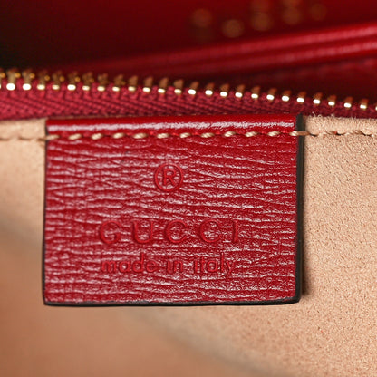 Gucci GG Supreme Monogram Azalea Calfskin Horsebit 1955 Shoulder Bag Beige Ebony New Cherry Red 6 of 10