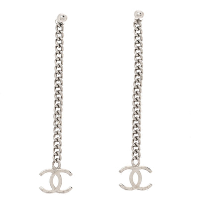 Chanel Metal CC Chain Drop Earrings Silver 1 of 5