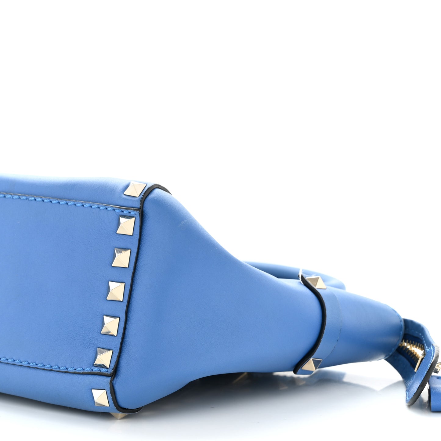 Vitello Mini Rockstud Double Handle Tote Light Sapphire