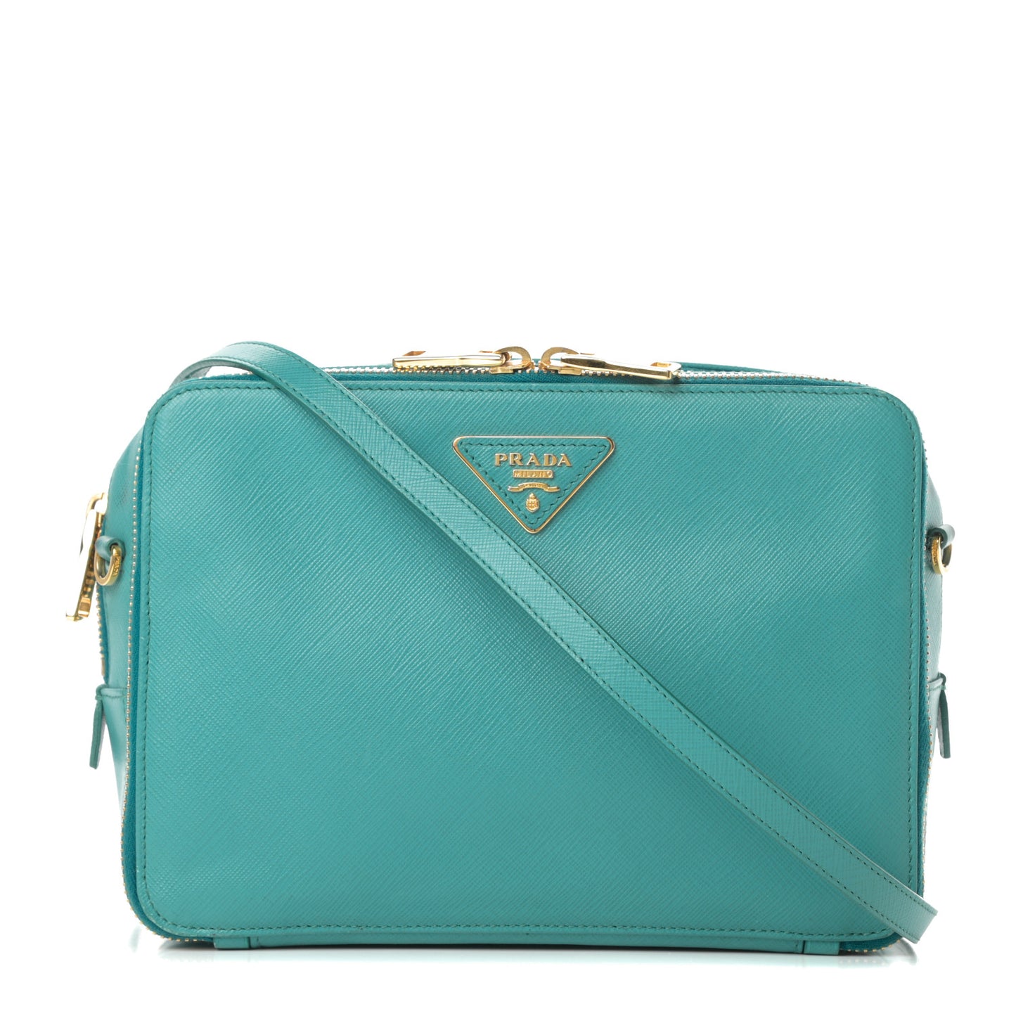 Saffiano Double Zip Camera Bag Turchese