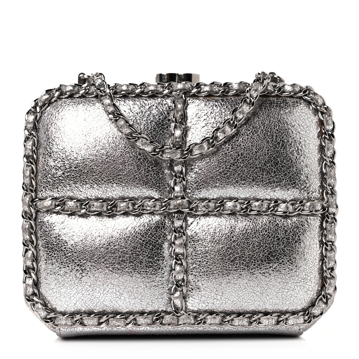 Chanel Metallic Lambskin Minaudiere Clutch Silver 1 of 10