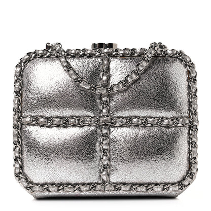 Chanel Metallic Lambskin Minaudiere Clutch Silver 1 of 10