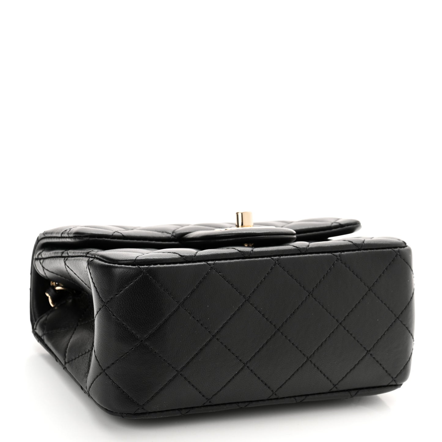 Lambskin Quilted Enamel Mini Pearl Crush Flap Black