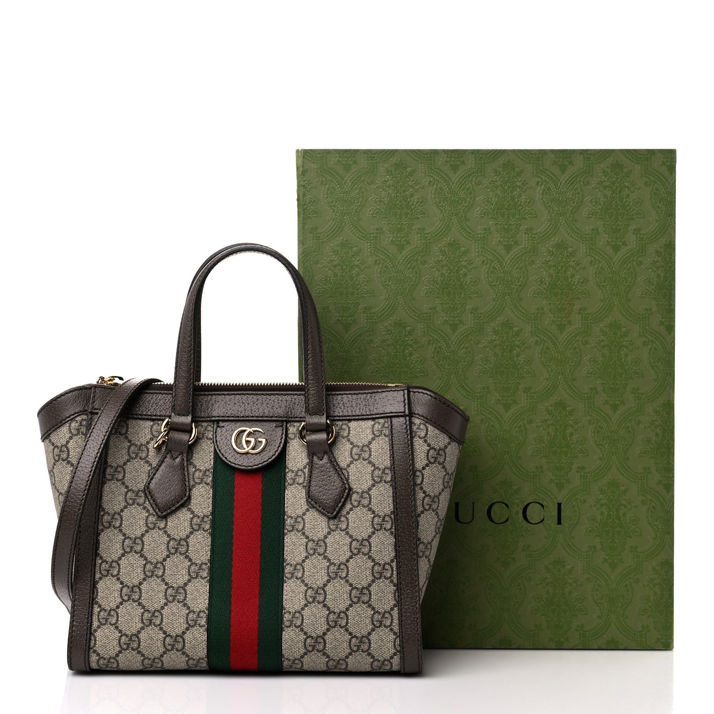 GG Supreme Monogram Small Ophidia Tote Bag Brown