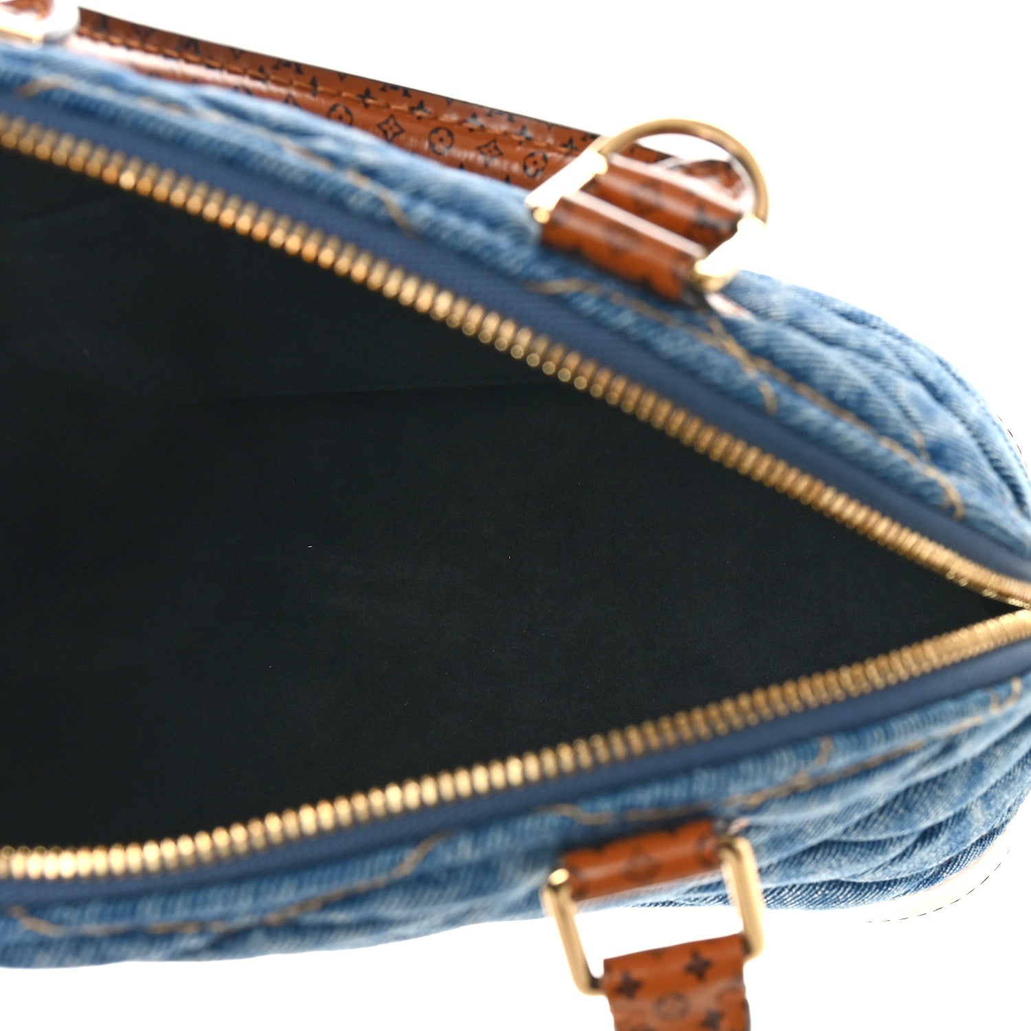 Louis Vuitton Denim Calfskin Reverse Monogram Malletage Alma BB Blue 4 of 7