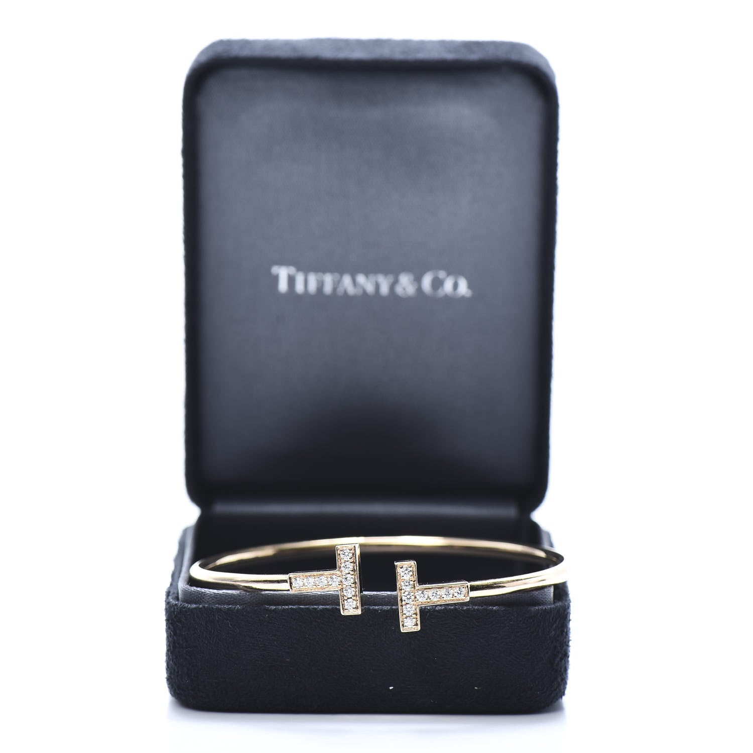 Tiffany 18K Yellow Gold Diamond T Wire Bracelet 5 of 5