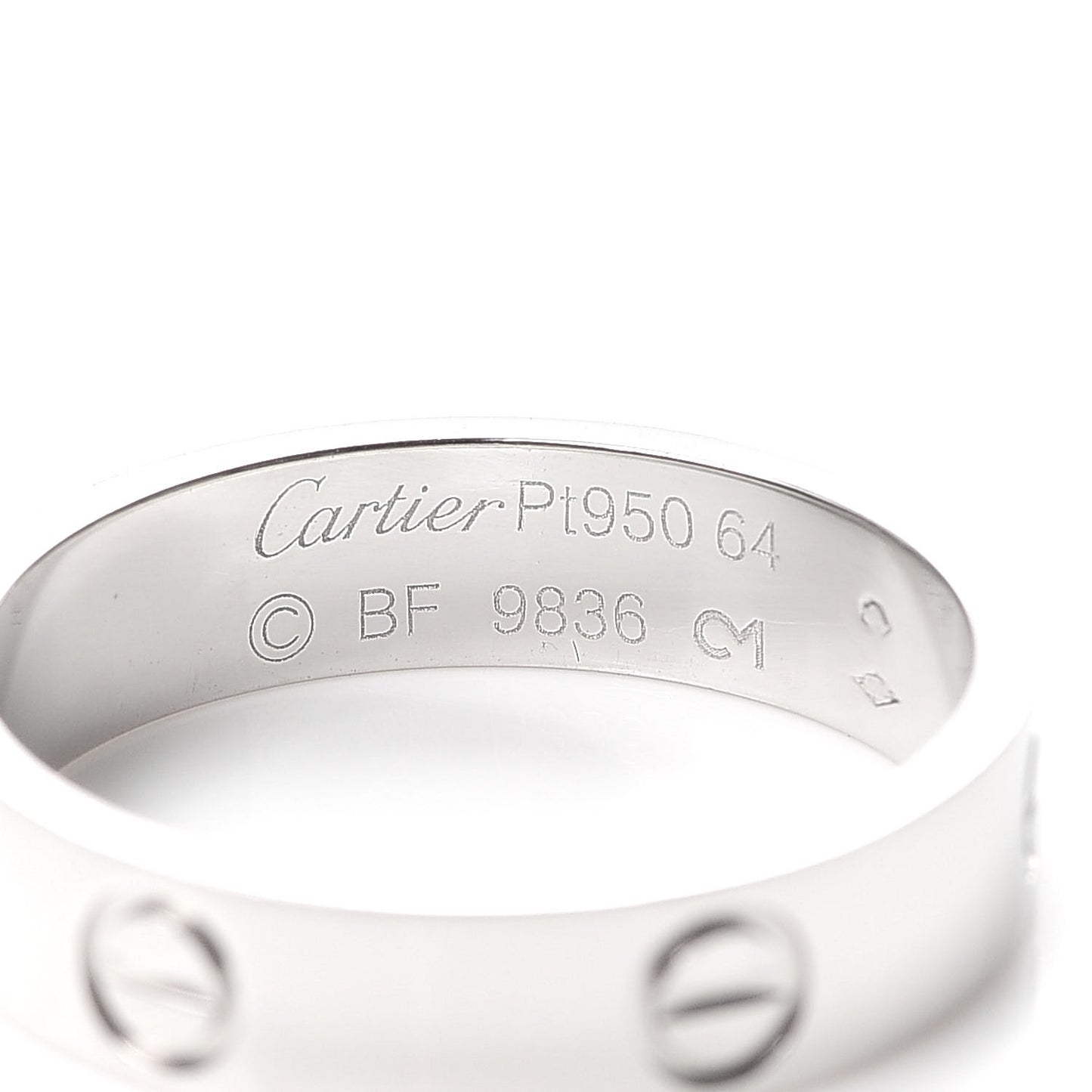 Platinum 5.5mm LOVE Ring 64 10.75