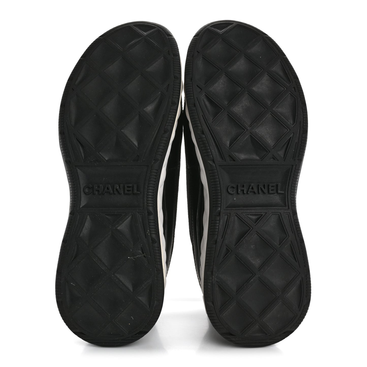 Velvet Calfskin Mixed Fibers CC Sneakers 38 Black