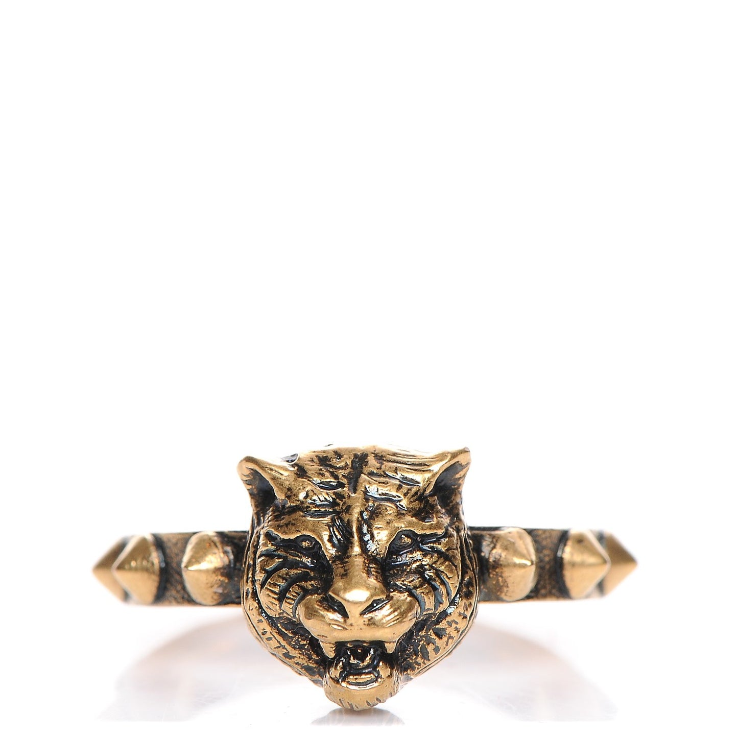 Metal Feline Head Ring 62 10 Aged Gold