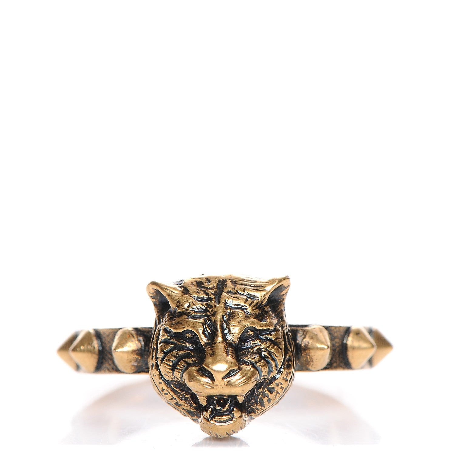 Gucci Metal Feline Head Ring 62 10 Aged Gold 1 of 7