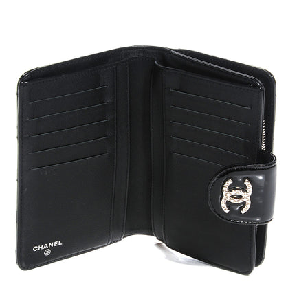 Chanel Patent Quilted Brilliant Zipped Pocket Wallet Black 5 of 7