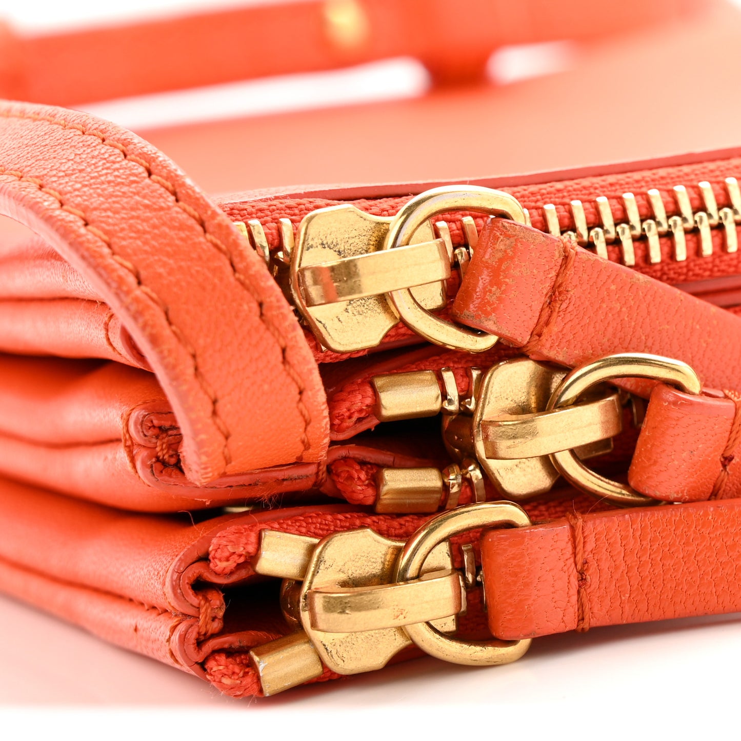 Lambskin Large Trio Crossbody Bag Orange