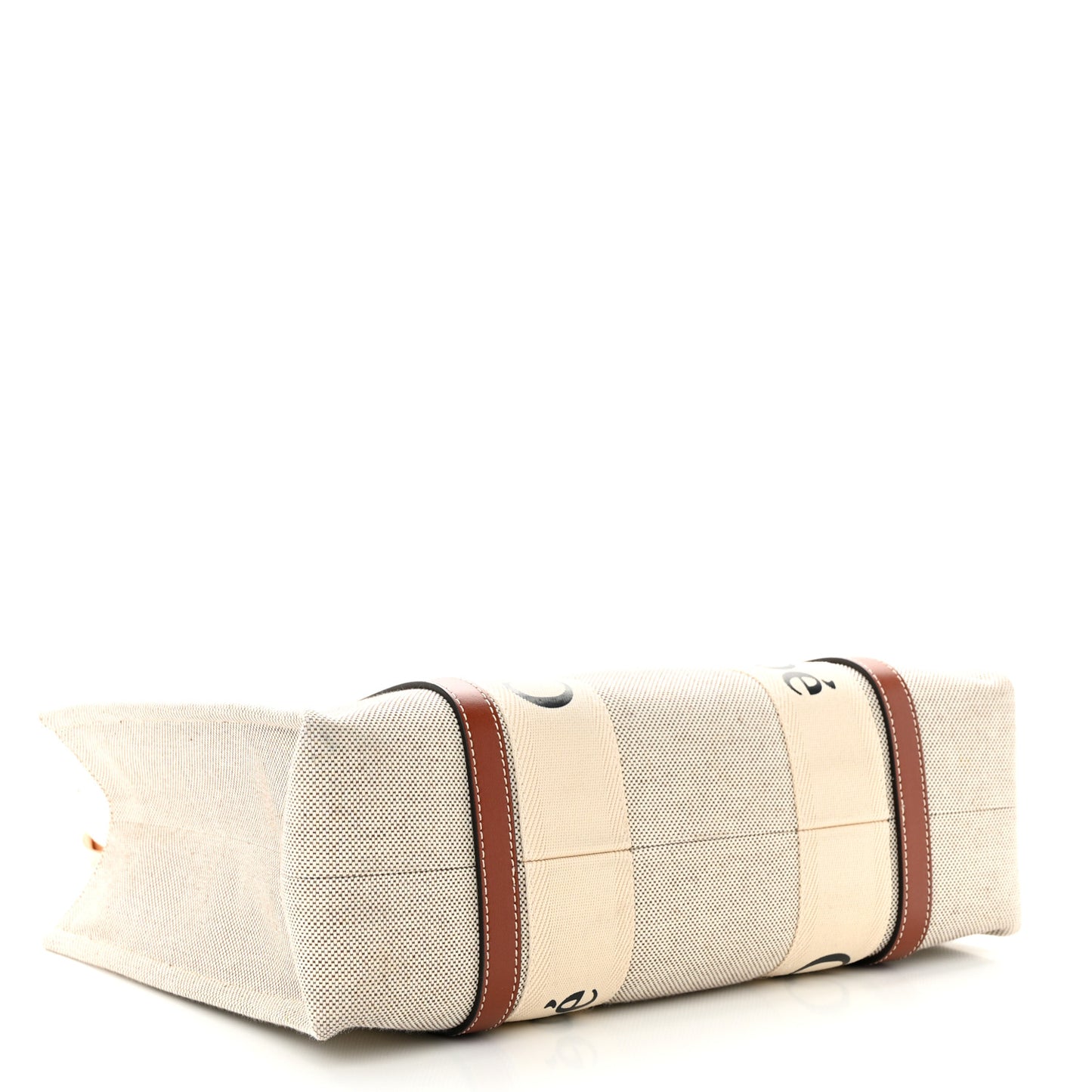 Cotton Calfskin Medium Woody Ribbon Tote White Brown
