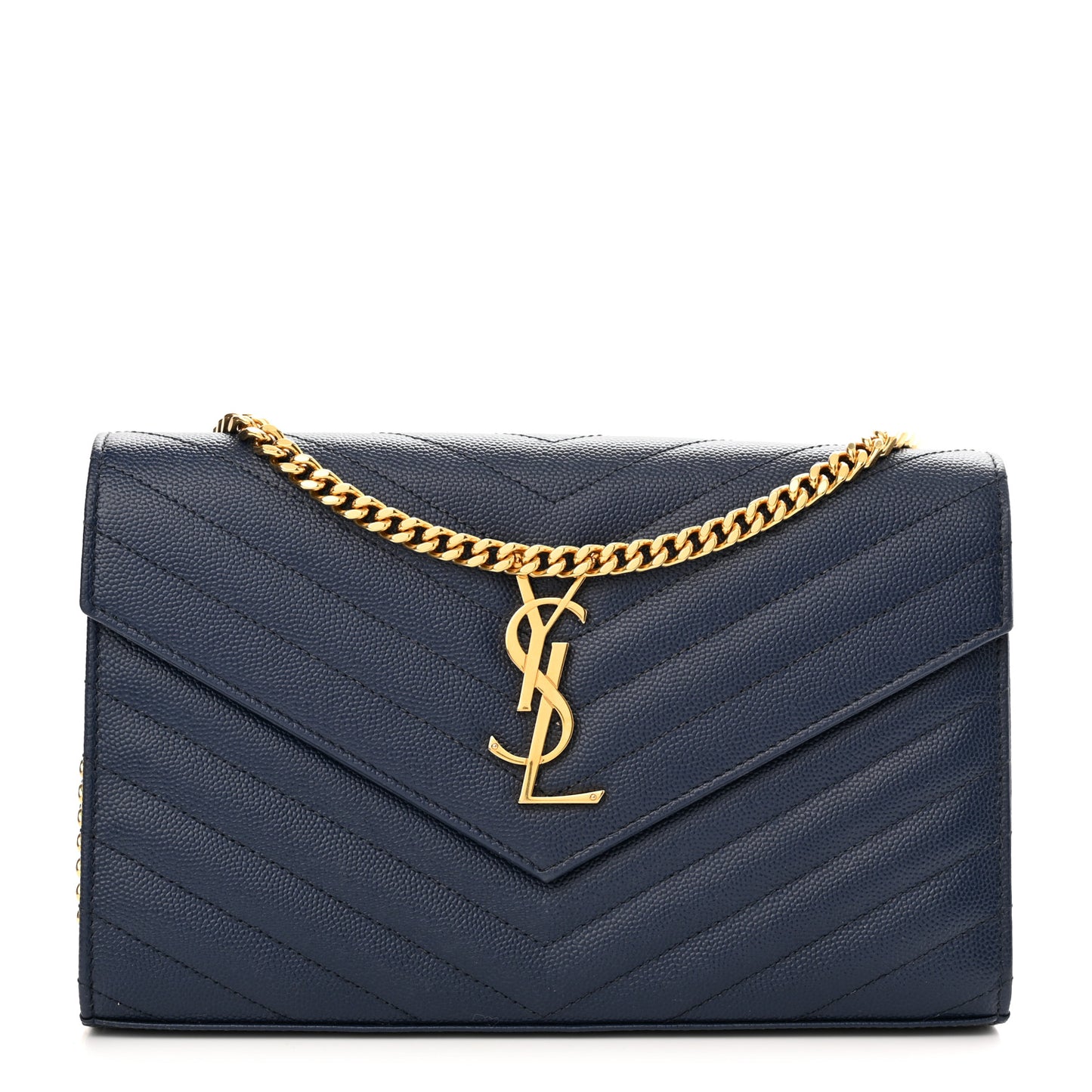 Grain De Poudre Matelasse Chevron Monogram Chain Wallet