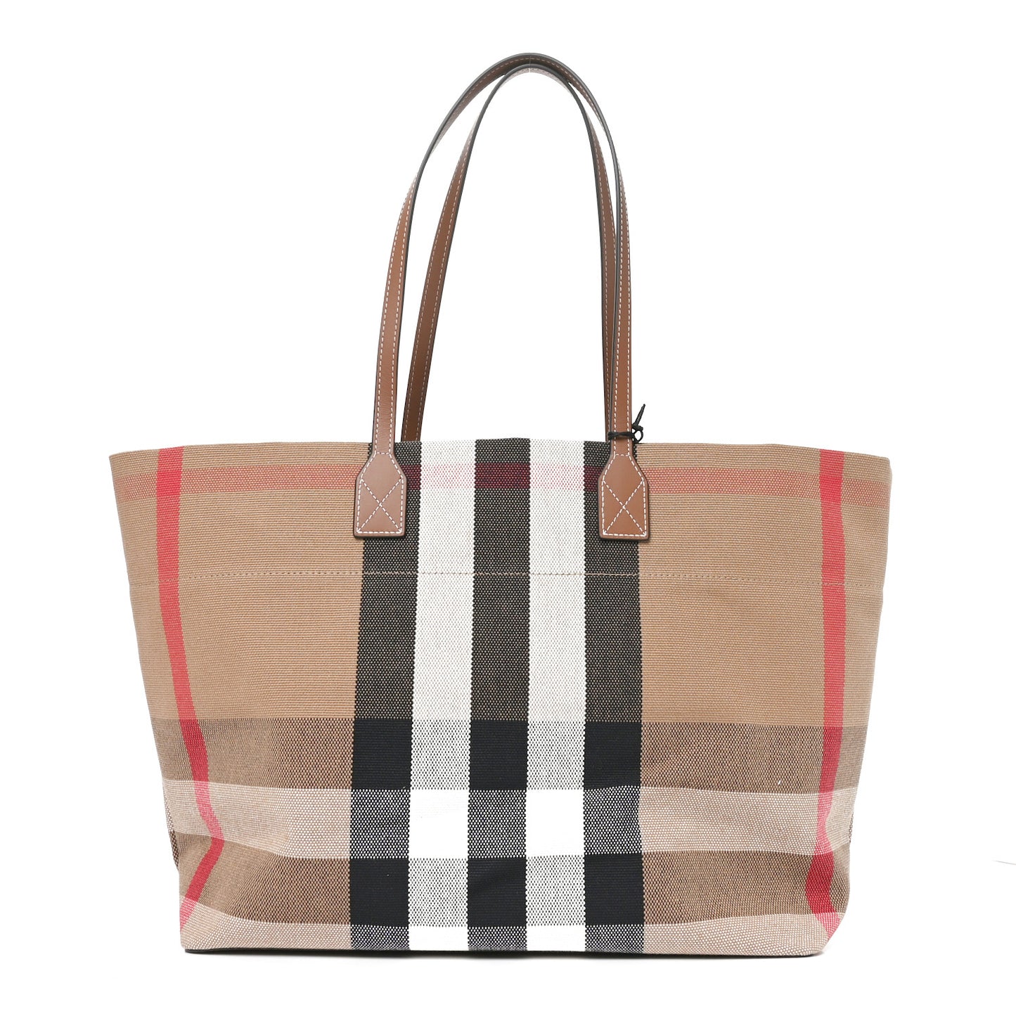 Giant Check Canvas Medium London Tote Taupe Brown