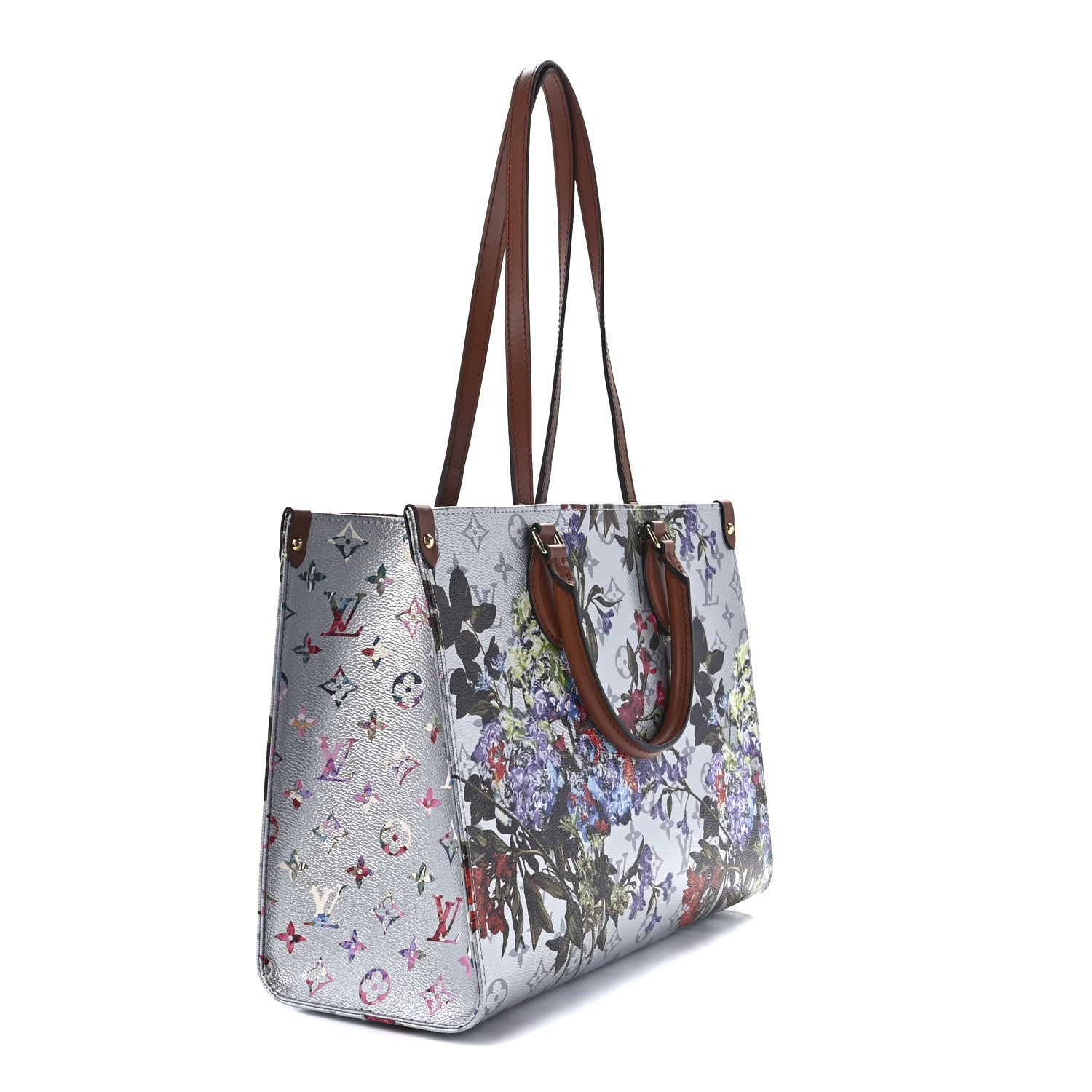 Louis Vuitton Metallic Monogram LV Garden OnTheGo MM Silver 3 of 10