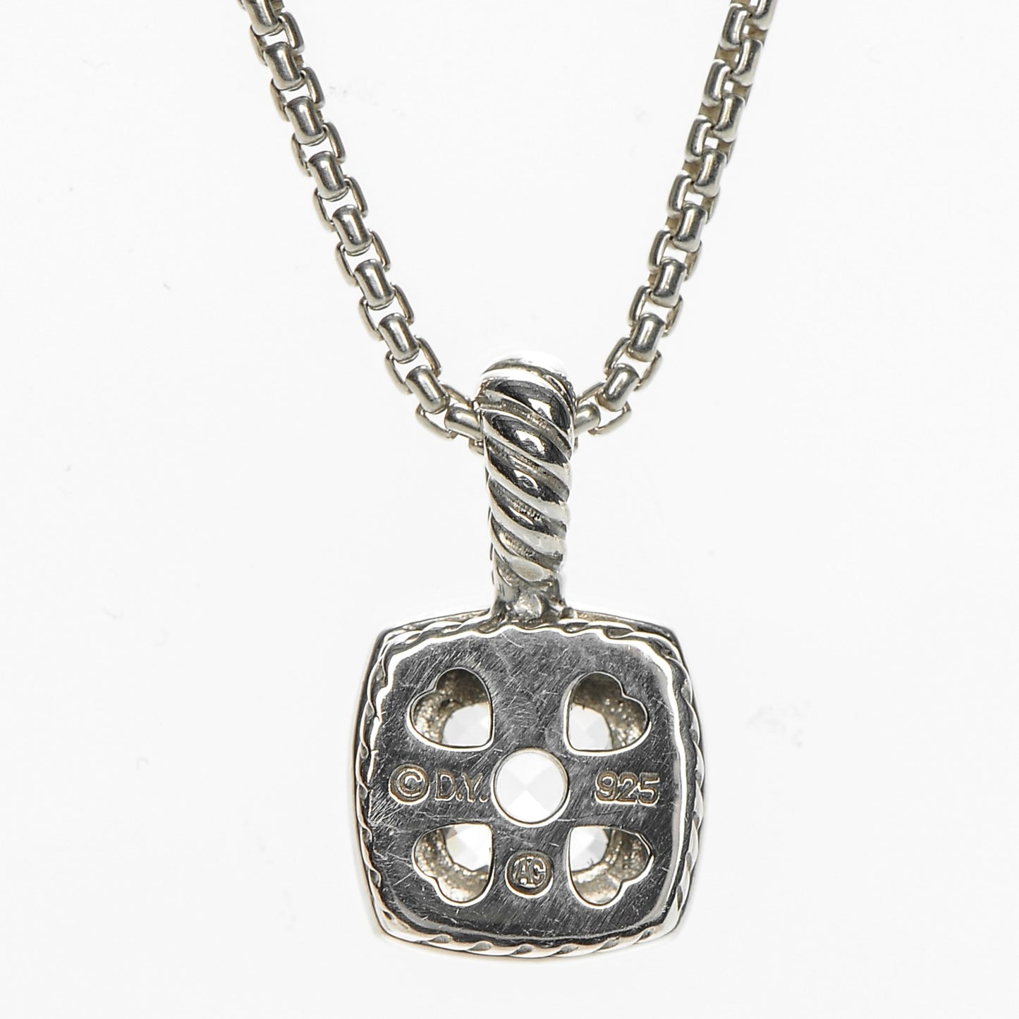 Sterling Silver Diamond White Topaz 7mm Petite Albion Pendant Necklace