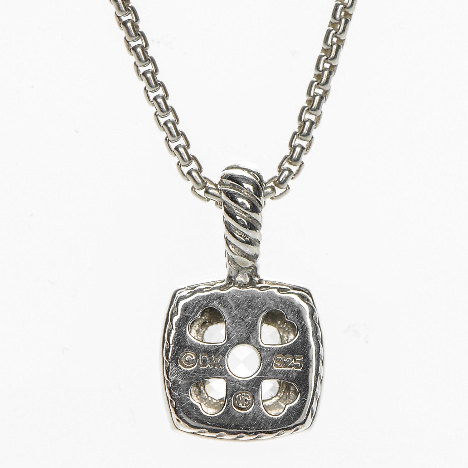 David Yurman Sterling Silver Diamond White Topaz 7mm Petite Albion Pendant Necklace 4 of 5